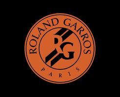 roland garros torneo logo simbolo arancia francese Aperto tennis campione design vettore astratto illustrazione con nero sfondo