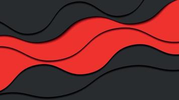 nero e rosso ondulato sovrapposizione 3d carta intagliare tagliare su stile forme design disposizione astratto sfondo realistico sollievo intaglio arte vettore