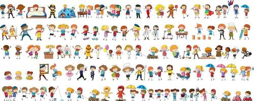 set di diversi doodle bambini personaggio dei cartoni animati