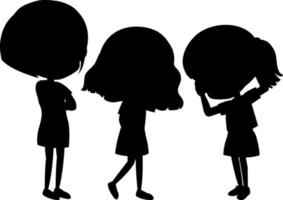 set di bambini silhouette personaggio dei cartoni animati vettore