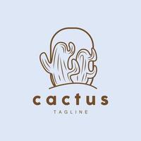 cactus logo, semplice linea cactus disegno, verde pianta vettore, icona, simbolo, illustrazione vettore