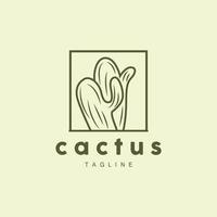 cactus logo, semplice linea cactus disegno, verde pianta vettore, icona, simbolo, illustrazione vettore