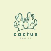 cactus logo, semplice linea cactus disegno, verde pianta vettore, icona, simbolo, illustrazione vettore