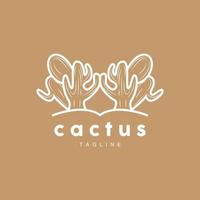 cactus logo, semplice linea cactus disegno, verde pianta vettore, icona, simbolo, illustrazione vettore