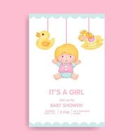 carta di baby shower con elementi adorabili. vettore