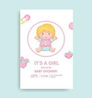 carta di baby shower con elementi adorabili. vettore