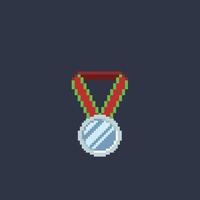 argento medaglia nel pixel arte stile vettore
