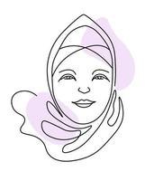 sorridente femmina personaggio ritratto, donna nel hijab vettore