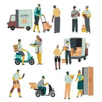 la logistica e consegna di cibo e ordini per clienti vettore