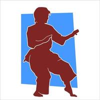 silhouette di un' femmina marziale arte persona nel azione posa. silhouette di un' donna nel marziale arte azione posa. vettore