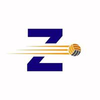 iniziale lettera z pallavolo logo design cartello. pallavolo gli sport logotipo vettore