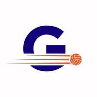 iniziale lettera g pallavolo logo design cartello. pallavolo gli sport logotipo vettore