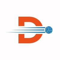 iniziale lettera d pallavolo logo design cartello. pallavolo gli sport logotipo vettore