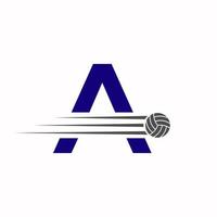 iniziale lettera un' pallavolo logo design cartello. pallavolo gli sport logotipo vettore