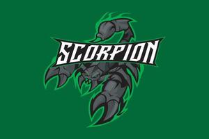 scorpione portafortuna logo per esport squadra illustrazione vettore