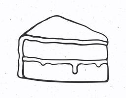 mano disegnato scarabocchio di un' pezzo di torta con Smalto crema fondente e confiture vettore