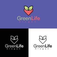 ecofriendly azienda logo modello, sostenibilità, estetico, astratto marchio, combinazione cuore e foglia, pulito logo, e foglia logo design vettore