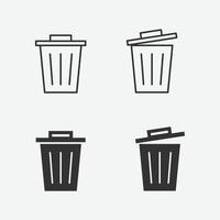 icona del cestino, simbolo del cestino, vettore della spazzatura