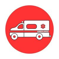 auto o automobile di emergenza dell'ambulanza. automobile del veicolo medico del fumetto piatto vettore