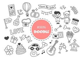 doodle kawaii di nozze vettore