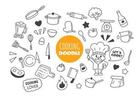 cucina kawaii doodle vettore