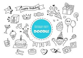 doodle kawaii festa di compleanno vettore