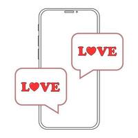 semplice illustrazione del telefono con l'icona del cuore per st. San Valentino vettore
