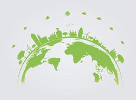 ecology.green cities aiuta il mondo con idee ecologiche concept.vector illustrazione vettore