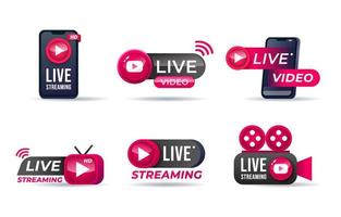 impostato di vivere streaming video etichetta vettore