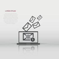 vettore e-mail Busta Messaggio icona nel piatto stile. posta cartello illustrazione pittogramma. il computer portatile computer attività commerciale concetto.