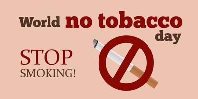 mondo no tabacco giorno manifesto, fermare dipendenza, fumo smettere. sigarette consapevolezza bandiera con salutare e malato polmoni vettore sfondo. dannoso abitudine.