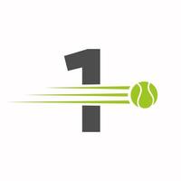 iniziale lettera 1 tennis logo. tennis gli sport logotipo simbolo modello vettore