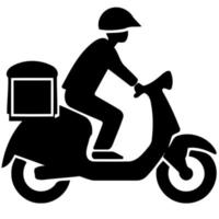 uomo guida consegna motociclo vettore