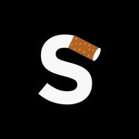 lettera S Fumo logo concetto con sigaretta icona. tabacco logo vettore