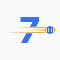 lettera 7 Rugby, calcio logo combinare con Rugby palla icona per americano calcio club simbolo vettore