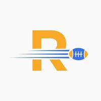 lettera r Rugby, calcio logo combinare con Rugby palla icona per americano calcio club simbolo vettore