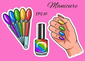 manicure. mano con unghie dipinte vettore