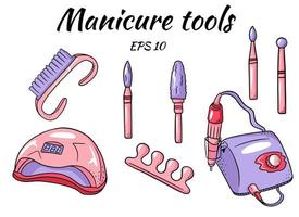 un set di strumenti per manicure. ferramenta per manicure e pedicure vettore