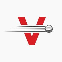 lettera v golf logo design. iniziale hockey sport accademia cartello, club simbolo vettore