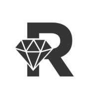 lettera r diamante logo design. gioielleria logo con diamante icona vettore modello