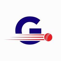 iniziale lettera g cricket logo concetto con palla icona per cricket club simbolo vettore