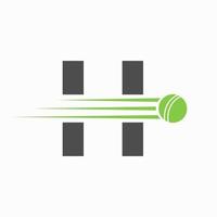 iniziale lettera h cricket logo concetto con palla icona per cricket club simbolo vettore
