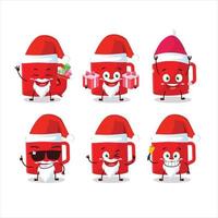 Santa Claus emoticon con bicchiere di caffè cartone animato personaggio vettore