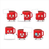 bicchiere di caffè cartone animato personaggio portare informazione tavola vettore