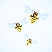 vespa sciame cartone animato illustrazione isolato su bianca sfondo. velenoso insetto. giallo vespe. vettore