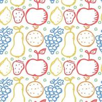 modello di frutta senza soluzione di continuità. sfondo di doodle con icone di frutta. sfondo di frutta vettore