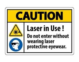 attenzione attenzione etichetta di sicurezza ppe, laser in uso non entrare senza indossare occhiali protettivi laser vettore