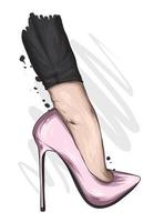 gambe delle donne in eleganti scarpe col tacco alto. moda e stile, abbigliamento e accessori. vettore