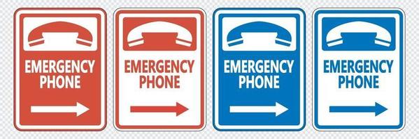 telefono di emergenza freccia destra segno su sfondo trasparente vettore