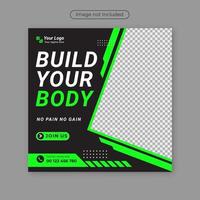 pulire la palestra per il fitness social media post banner template design vettore